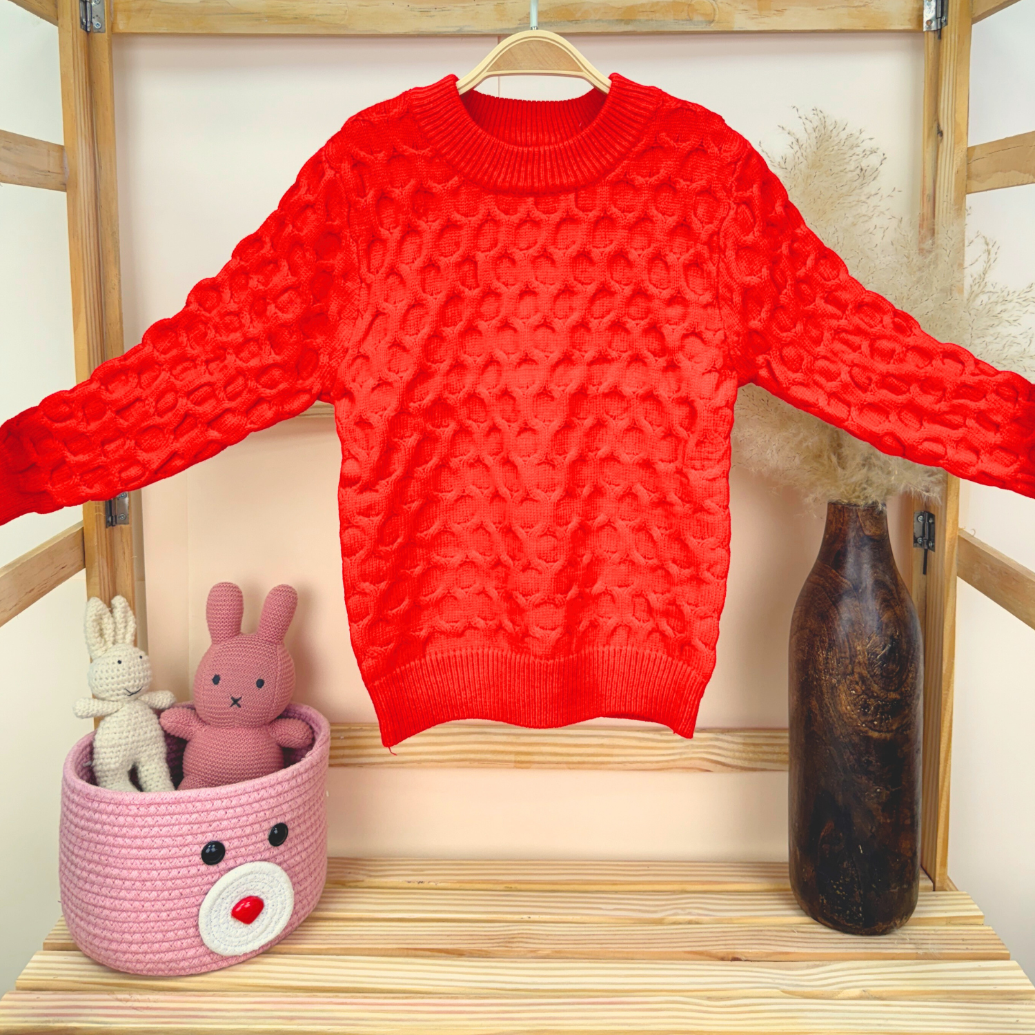 Winter Warm Woollen Full Sleeve Sweater For Baby Red Pack of