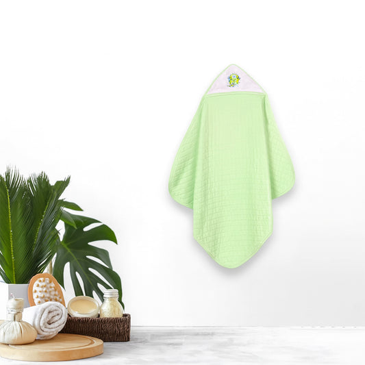 Ultra Soft Cotton Baby Hooded Towel  - Green - 70x70 cm ( 0-3 Months )