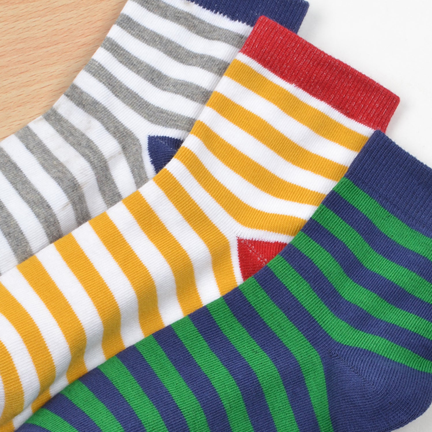 USBingoshop 12 Pairs Men's Cotton Striped Dress Socks – Crew Length, Size 10-13, Multi-Color Pack