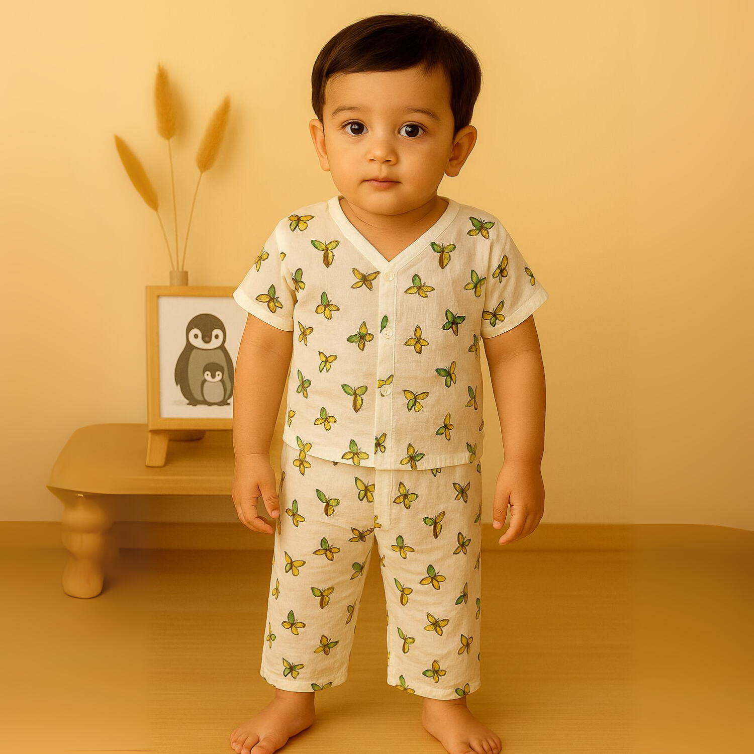 Organic Cotton Muslin Jhabla and Pant Set Muslin Clothing For