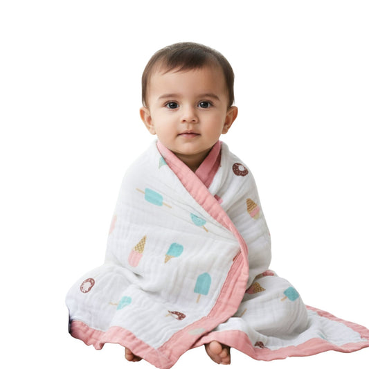 Organic Cotton 6 Layer Muslin Blanket | Super Soft Cotton Kids Blanket | 100X70 CM | 0-12 Months | Pack of 1