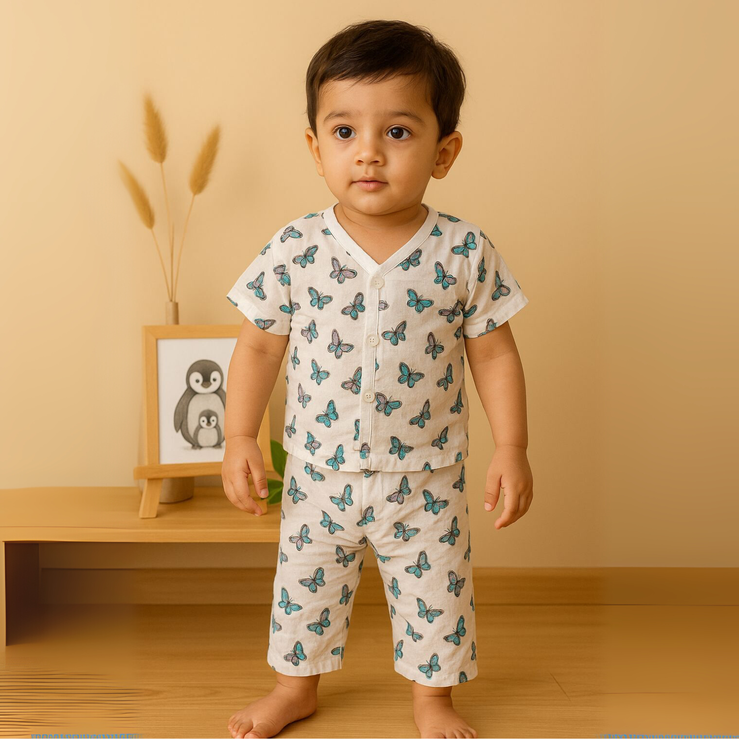 Organic Cotton Muslin Jhabla and Pant Set Muslin Clothing For