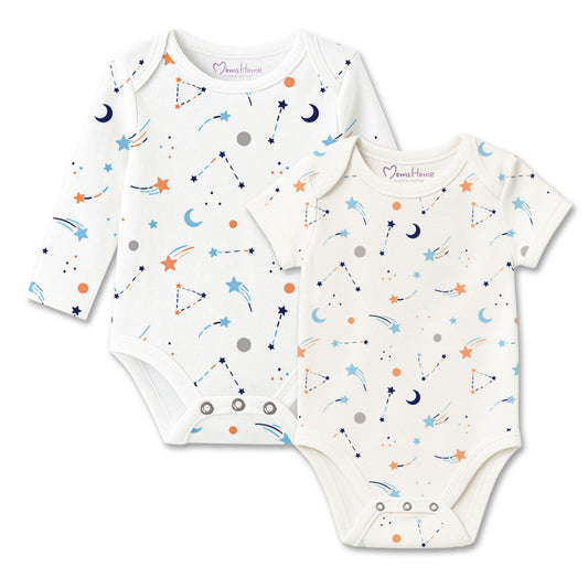 Organic Cotton Baby Full & Half Sleeve Onesie | Galaxy | Pack of 2