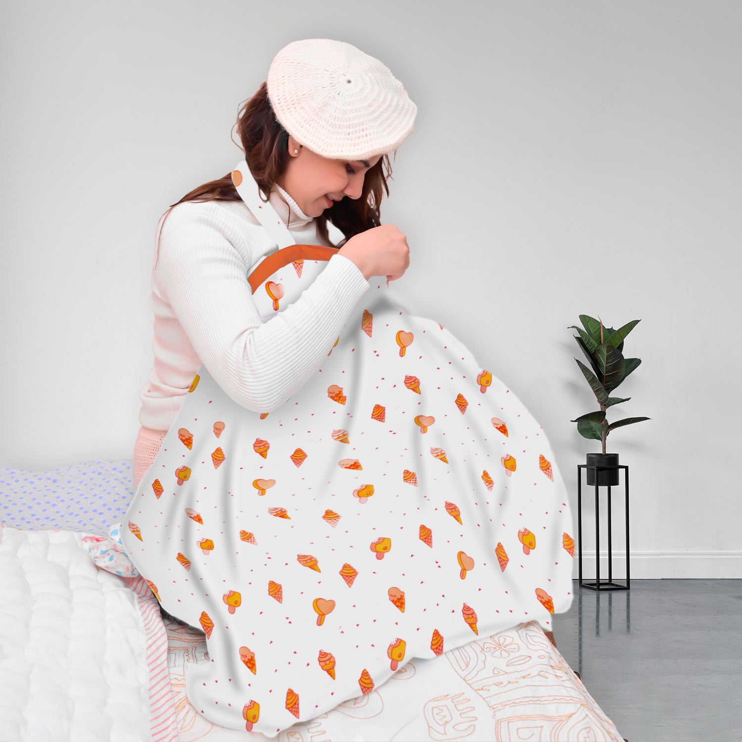 Breastfeeding Cover Konssy 2-Pack Muslin Nursing Covers With Rigid Hoop - 100% Cotton Nursing Apron Cover