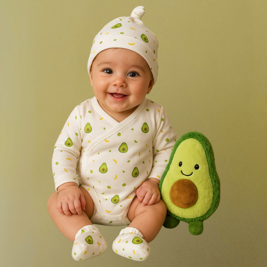 Organic Cotton Baby Clothing Set |  Baby Essential Clothes For Boys & Girls | Baby Shower Gift Hamper | 0-6 Months | Avocado | Pack of 6