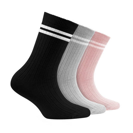 Odour free Organic Cotton Kids Bamboo Ribbed Socks - Pack of 3
