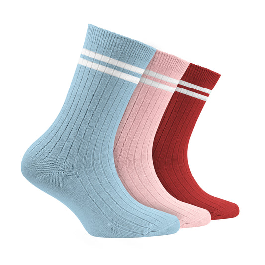 Odour free Organic Cotton Kids Bamboo Ribbed Socks - Pack of 3