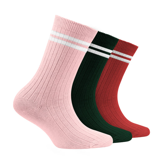 Odour free Organic Cotton Kids Bamboo Ribbed Socks - Pack of 3