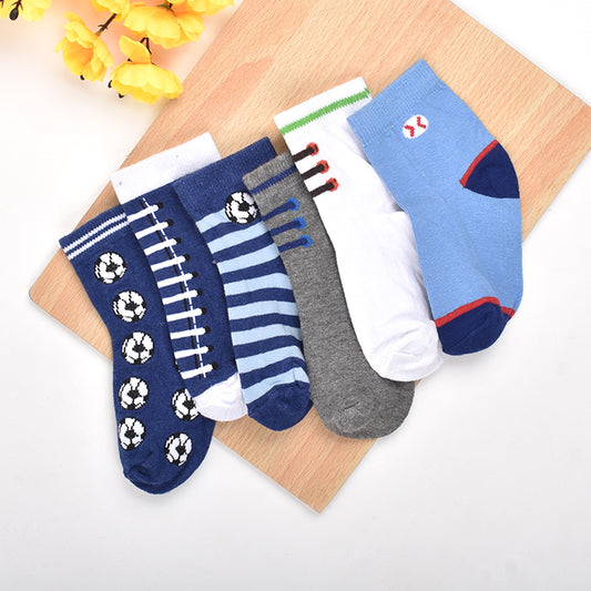 Footprints Super Soft Organic Cotton Kids  Socks| Blue Baseball & Football | 12-24 Months | Pack of 6