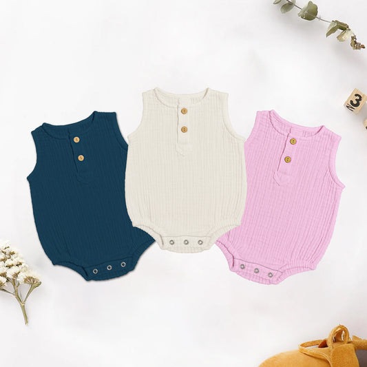 Organic Cotton Onesie For New Born Baby | 0-12 Months | Pack of 3