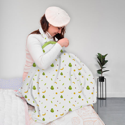 Organic Cotton Muslin Nursing Cover For Breastfeeding Feeding Apron | Avocado