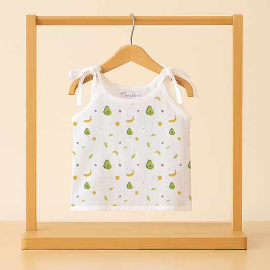 Organic Cotton Knot Jhabla For Newborn | Soft Muslin Summer Wear for Babies | 0-12 Months | Avocado | Pack of 1