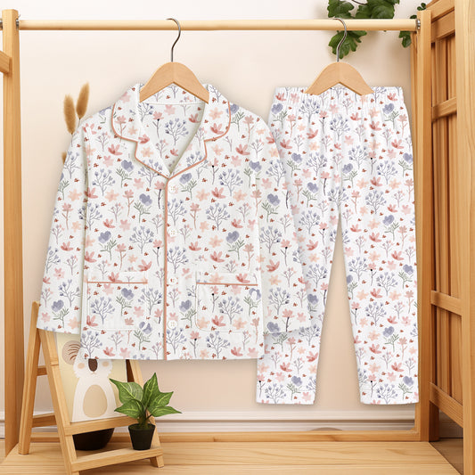 Organic Cotton Kids Night Suit | Full Sleeves Sleepwear | Blossom