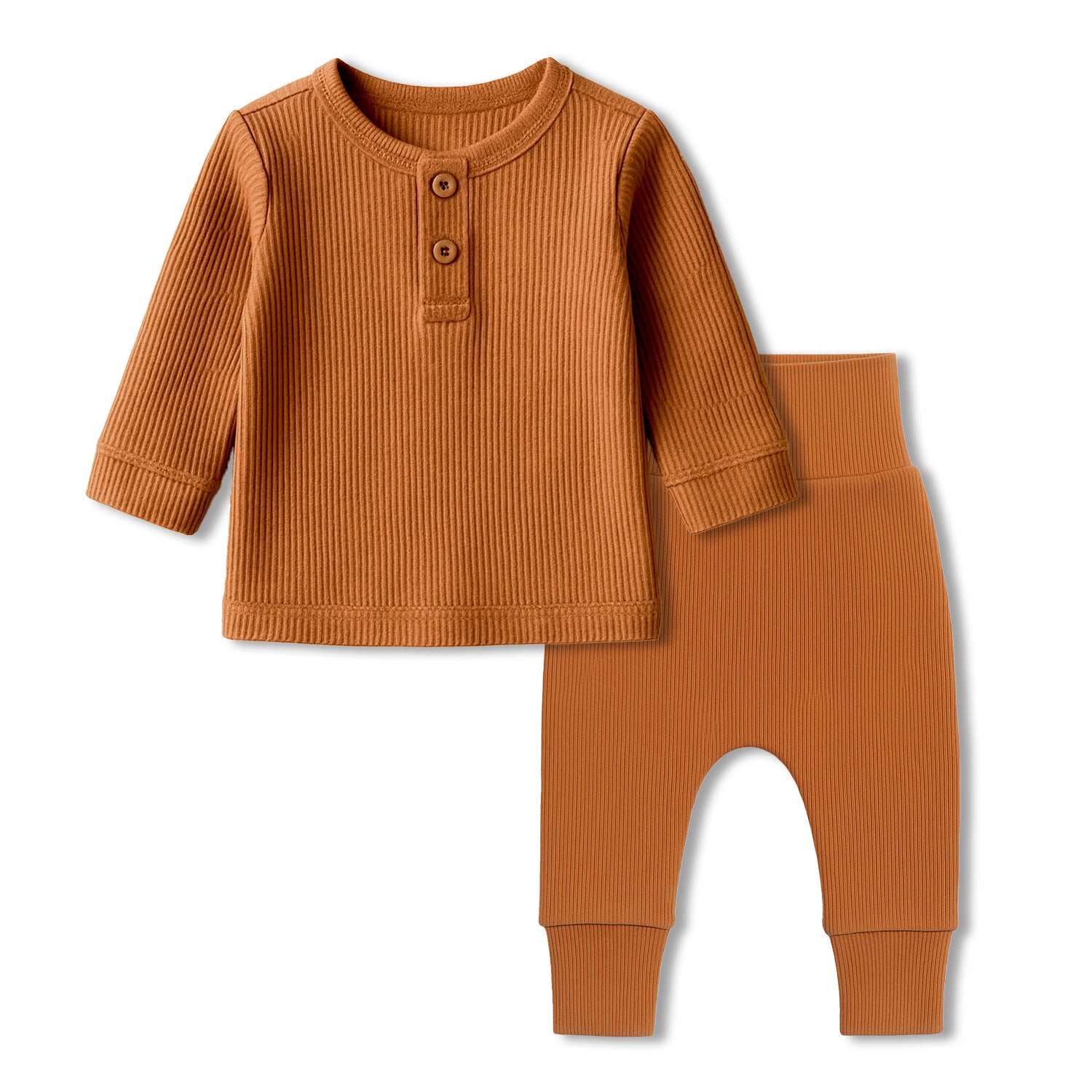 Newborn Baby Ribbed Organic Cotton Co-ord Set Soft Unisex Baby Outfit