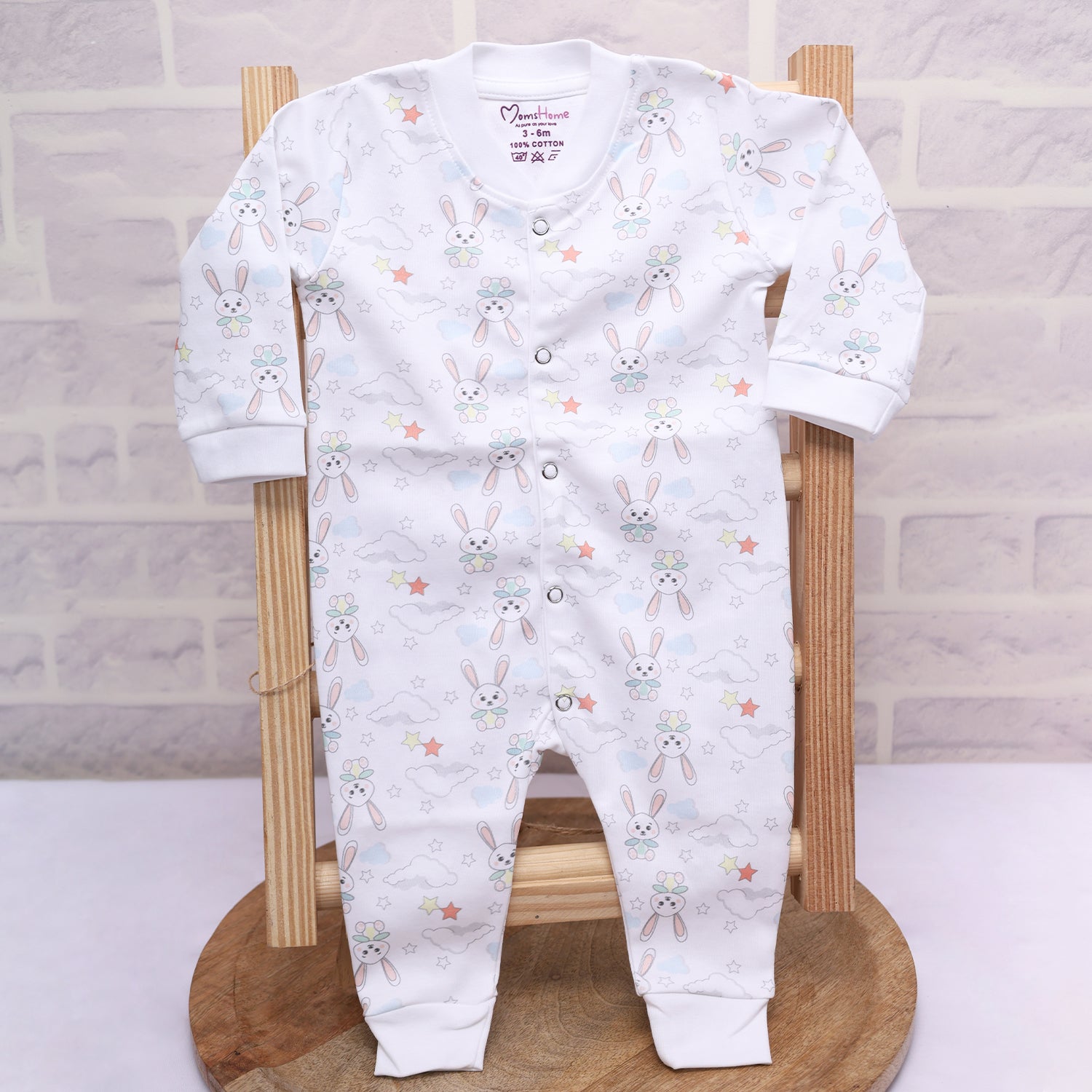 Organic Cotton New Born Baby Full Body Romper New Born Baby Clothing Bunny 3-12 Months Pack of 6-12 Months
