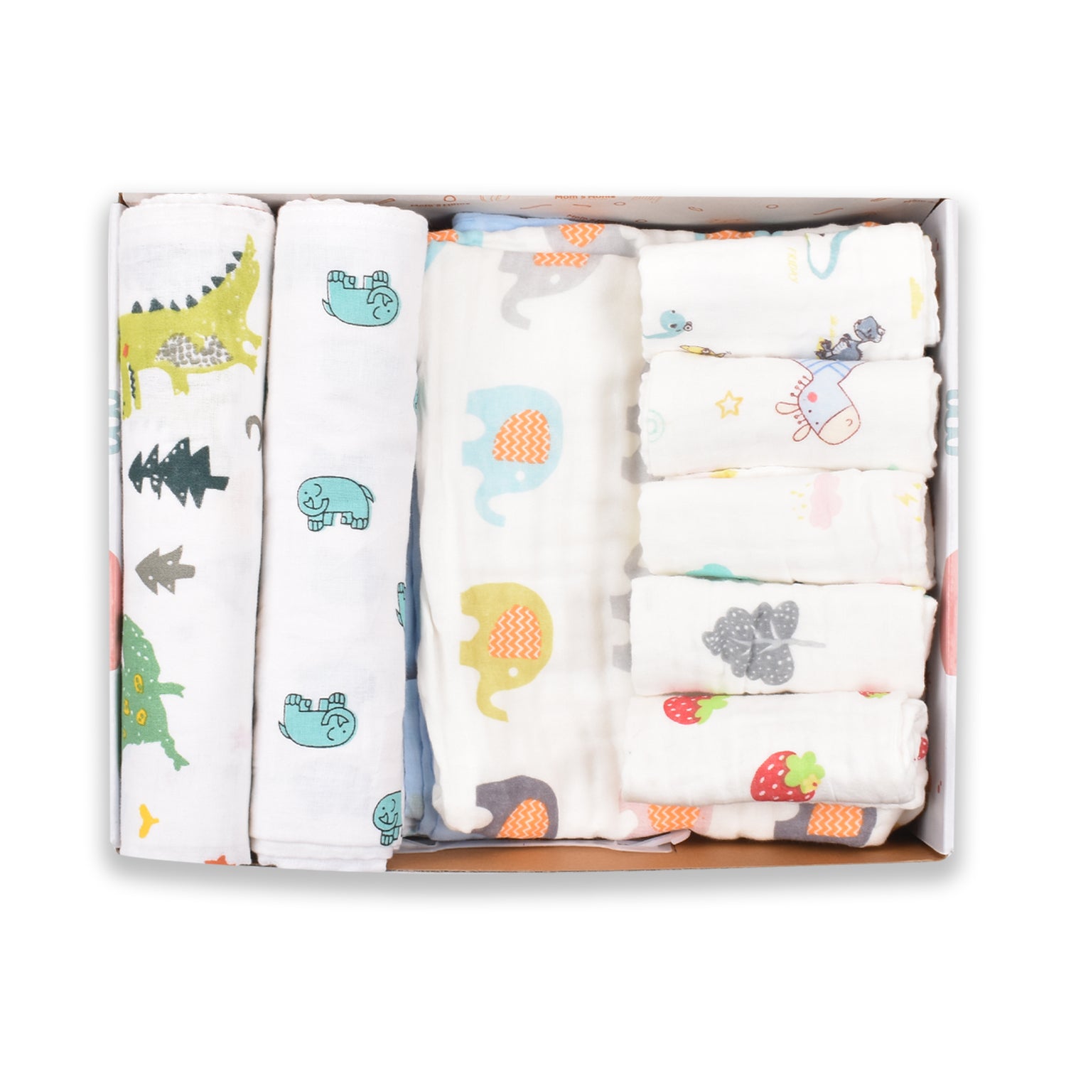 Moms Home Kids Set Of 10 Multicoloured Printed Organic Cotton Gift Set