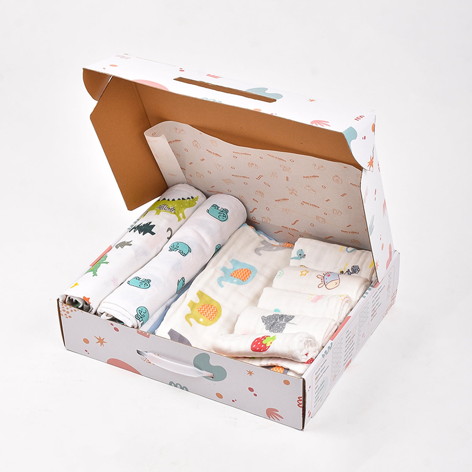 Moms Home Kids Set Of 10 Multicoloured Printed Organic Cotton Gift Set