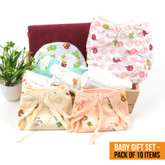 Moms Home New Born Organic Cotton Diaper Gift Set of 10 Items