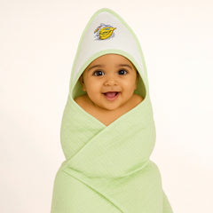 Ultra Soft Cotton Baby Hooded Towel  - Green - 70x70 cm ( 0-3 Months )