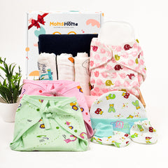 Moms Home New Born Organic Cotton Diaper Gift Set of 11 Items