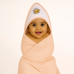 Ultra Soft Cotton Baby Hooded Towel  - Peach - 70x70 cm ( 0-3 Months )