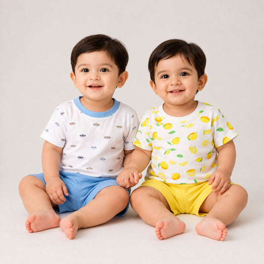 Organic Cotton T-Shirt & Short For Infants & Toddlers | Soft Breathable Comfortable Summer Outfit For Baby Boys & Girls | Buy 1 Get 1 Free