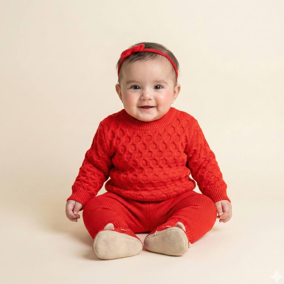 Winter Warm Woollen Full Sleeve Sweater For Baby | Red | Pack of 1