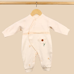 Organic Cotton Full Body Winter Romper for Babies | Soft & Warm Baby Romper | 0-6 Months | Flower | Pack of 1