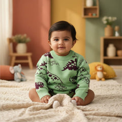 Winter Warm Woollen Full Sleeve Sweater For Baby | Dino | 3-18 Months | Pack of 1