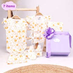New Born Baby Gift Hamper | Baby Shower Gift Hamper | Baby Essential Clothes Set | Bloom | Pack of  7
