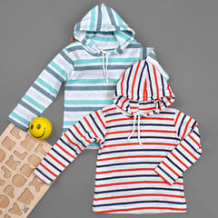 Baby Hoody Top - Stripe- Pack of 2