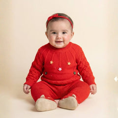 Winter Warm Woollen Full Sleeve Sweater For Baby | Multicolor Flowers | Pack of 1