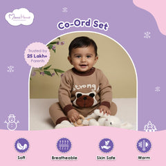 Winter Warm Woollen Full Sleeve Co-ord Sets For Baby | Bear | Set of 1
