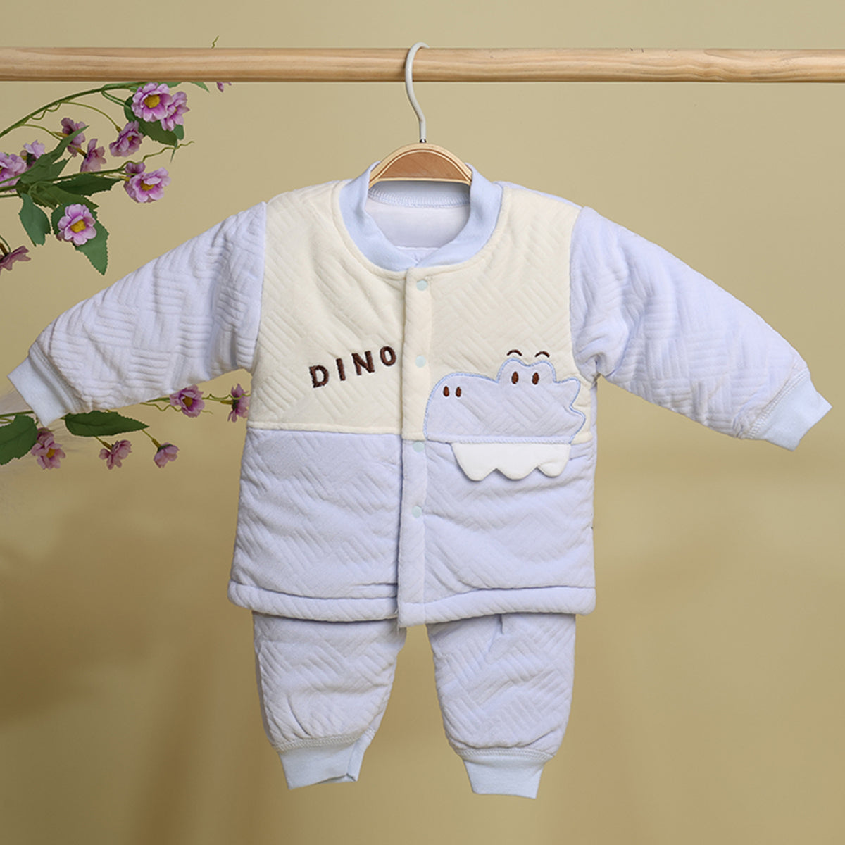 Winter Warm Full Sleeve Co-ord Sets For Baby | Cotton Baby Clothing Set | Dino | Set of 1