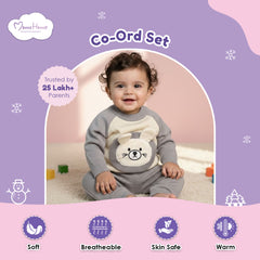 Winter Warm Woollen Full Sleeve Co-ord Sets For Baby | Bunny | Set of 1