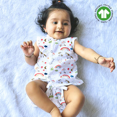 Jhabla and Nappy for New Born Baby | Baby Unisex Organic Cotton Muslin Jabla and Langot Set | Sleeveless Button Vest | Lemon, Monkey, Lion, Unicorn, Blue Whale | Pack of 5