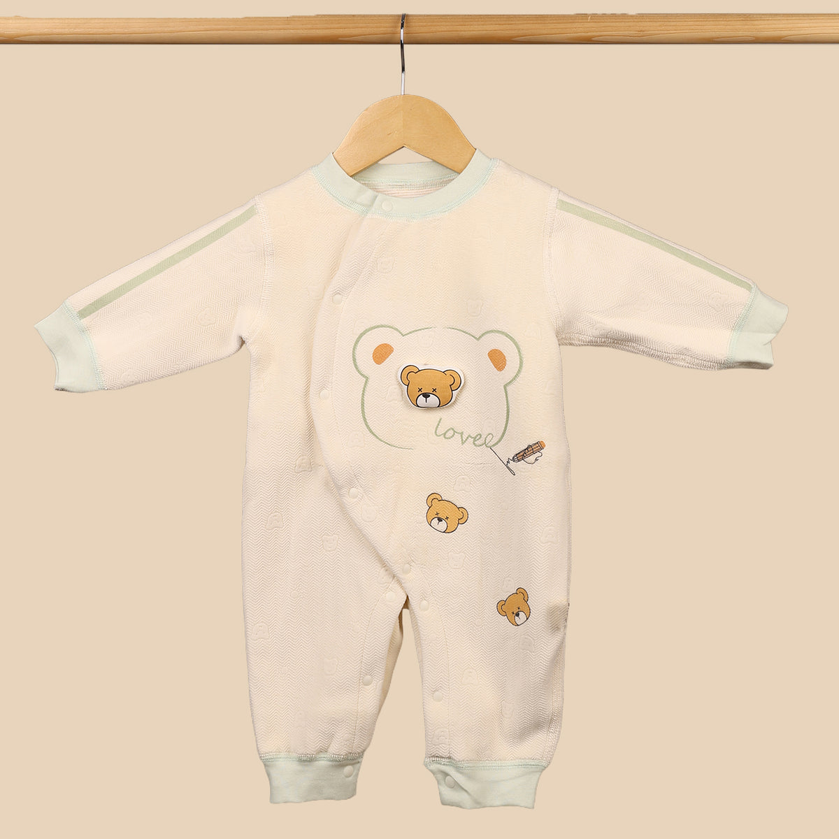 Organic Cotton Full Body Winter Romper for Babies | Soft & Warm Baby Romper | 0-6 Months | Teddy | Pack of 1