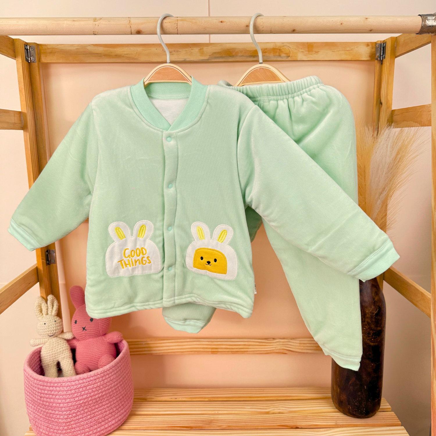 Winter Warm Full Sleeve Co-ord Sets For Baby Cotton Baby Clothing Set Good Things Pack of Green 9-12 Months