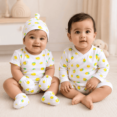 Organic Cotton New Born Baby Hospital Bag Kit | 0-6 Months | 19 Items | Lemon