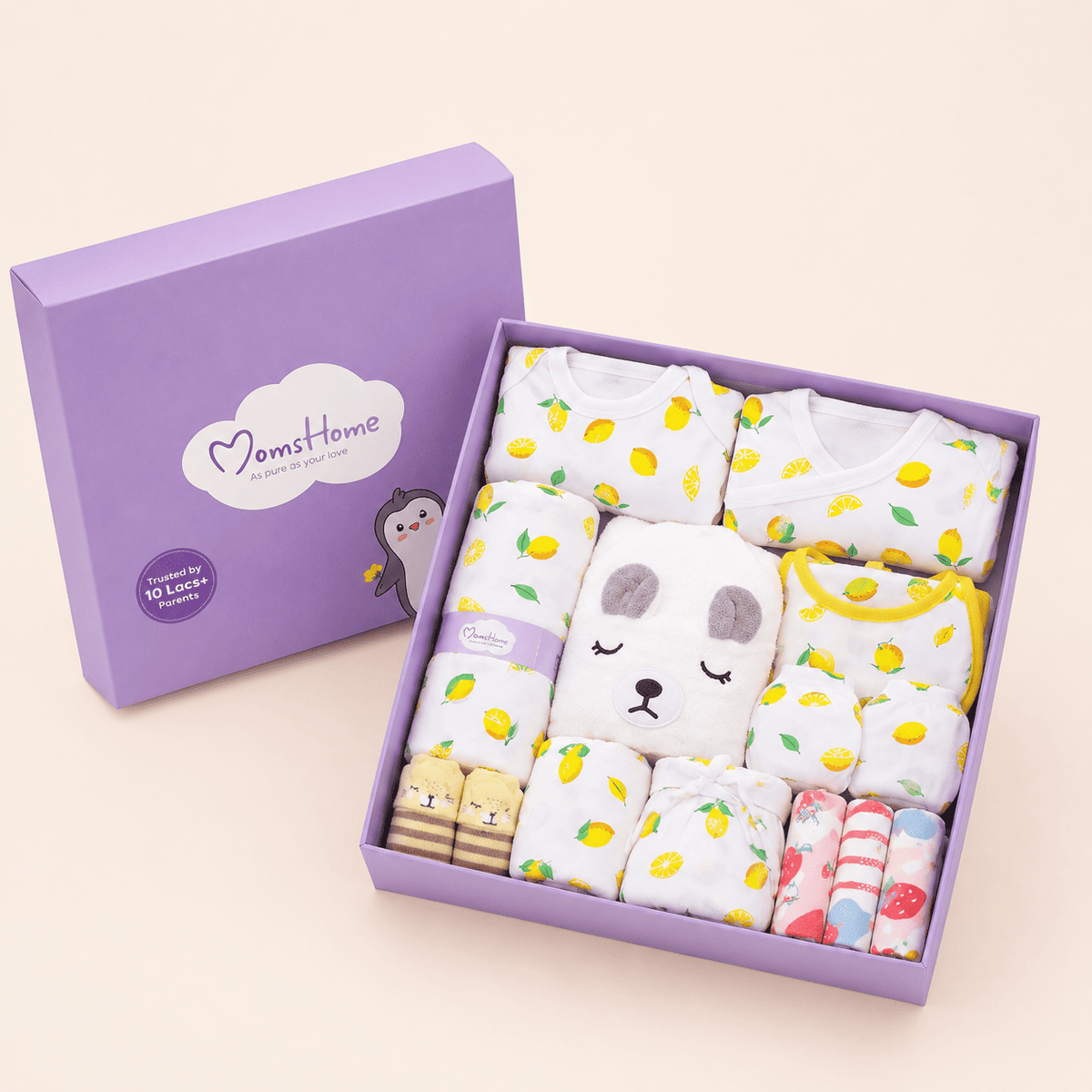 Organic Cotton New Born Baby Hospital Bag Kit | 0-6 Months | 19 Items | Lemon