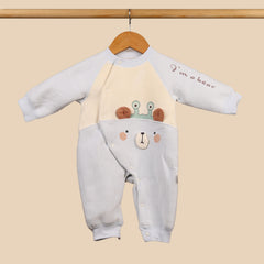 Organic Cotton Full Body Winter Romper for Babies | Soft & Warm Baby Romper | Bear | 0-6 Months | Pack of 1