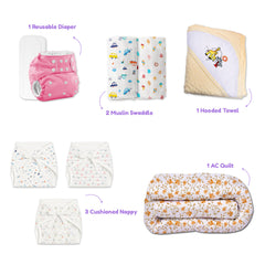 Winter Hospital Kit For Newborn Baby | New Born Baby Essentials Gift Combo | 18 Items | Mixed Design