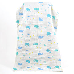Baby Super Soft Absorbent Muslin  6 Layer Bath Towel & Napkin Combo - Pack of 4 -  Whale