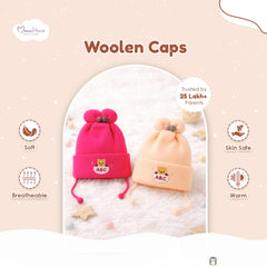 Winter Warm Woolen Baby Cap For 0–12 Months | Soft Infant Beanie Hat | Newborn Winter Headwear | Pack of 2