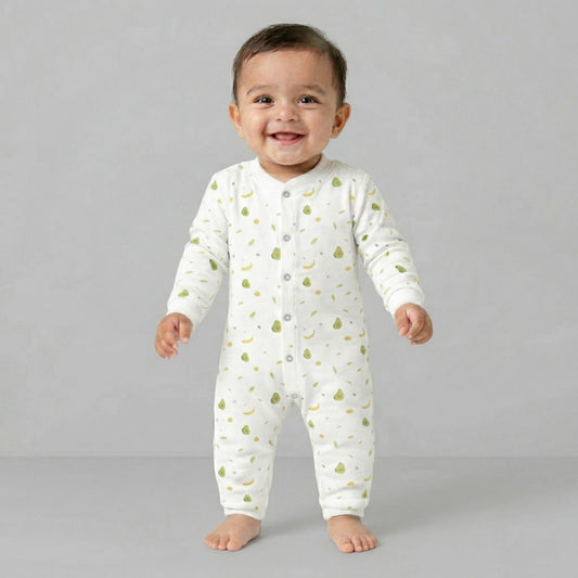 Organic Cotton New Born Baby Full Body Romper | New Born Baby Clothing | Avocado | 0-12 Months | Pack of 1