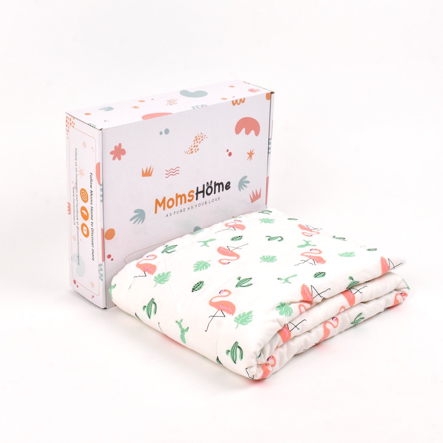 Baby Ac Quilt Blanket cum Bedspread- 0-3 Years - 100*120 cm - Flamingo