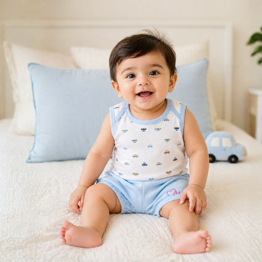 Summer Outfit Set For Boys & Girls | Organic Cotton Sleeveless Top & Shorts For Toddlers | 1-4 Years
