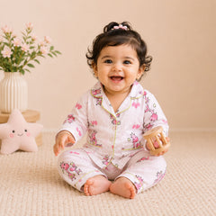 Organic Cotton Unisex Kids Pajama Set Combo | Night Suit | Sleepwear | Pink Giraffe