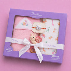 Rakhi Gift Set | Muslin Swaddle, Hooded Towel, Rattle Toy & Rakhi | Perfect For 0-12 Months | Pack of 4