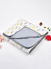 Moms Home Kids Pure Cotton Reversible Dohar, AC Blanket Comforter, Soft Light-Weight Blanket  (Grey Leaf)